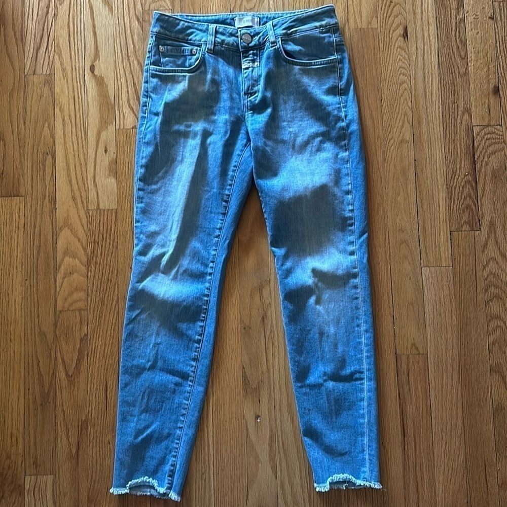 Closed Baker C91833 Italian Candiani Denim Slim Jeans Light Blue Hem Slit 26